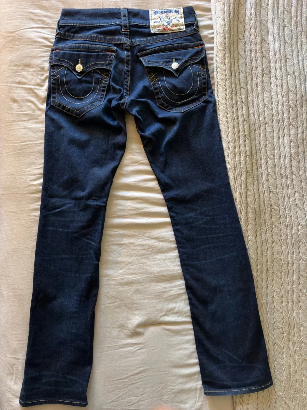 True Religion Men's Straight-Leg Jeans in Dark Blue Denim